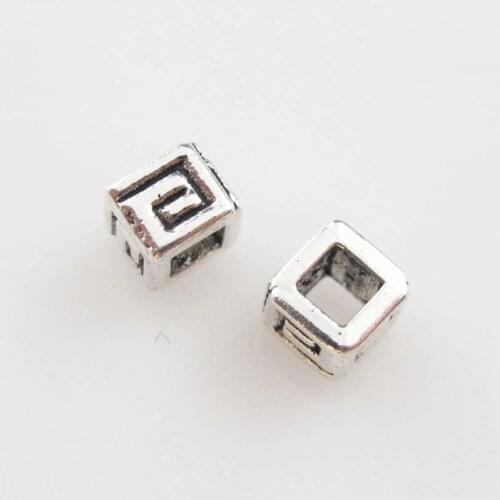 100Pcs Tibetan Silver Color Tiny Square Spacer Beads Charms 4.5mm
