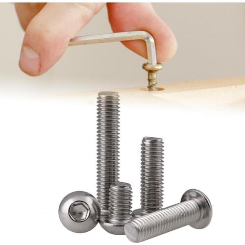480Pcs M2-M4 Hexagon Socket Screws Stainless Steel Smooth Hex Socket Round Head Cap Bolts Nuts Kit for Repairing Durable
