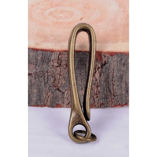 5pc 68*16mm Big Retro Brass KeyChain Key Ring Belt U Hook Wallet Chain Fish Hook