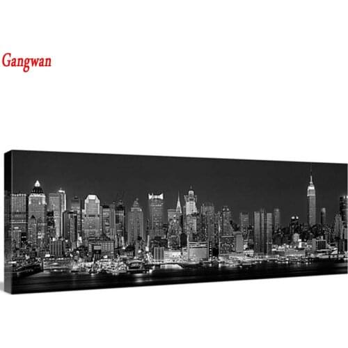 Diy diamond painting Black And White New York City night landscape Cross Stitch Diamond Mosaic sale diamond embroidery rhineston