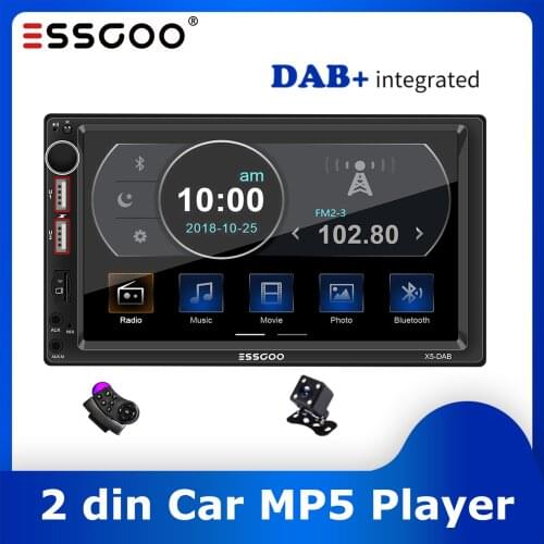 ESSGOO 7 inch 2 Din Car Radio MP5 Player Auto Stereo Audio DAB+ RDS AM FM Autoradio Bluetooth 2 USB SD AUX IN Multimedia Player
