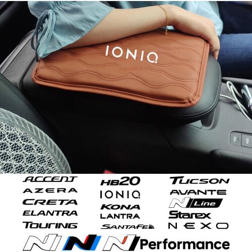Leather Car Handrest Armrest Box Mats Cover Hand Pillow Pad For Hyundai Accent Atos Elantra i10 i20 i30 i40 ix20 Creta ix35 Kona