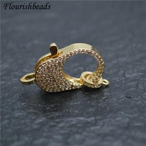 Baroque Pave CZ Zircon Beads Lobster Clasp Fasteners DIY Jewelry Makings Necklace Bracelet Chain Accessory Supplies 10pcs