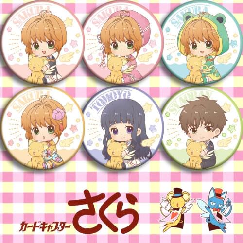 Brdwn Card Captor Sakura Kinomoto Sakura Daidouji Tomoyo Li Syaoran Cosplay Badge #BCDEF