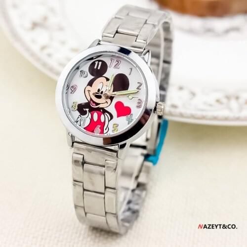 Disney Mickey Minnie Childrens watches steel band quartz adult watch cartoon Anime watches for kids watch birthday gifts