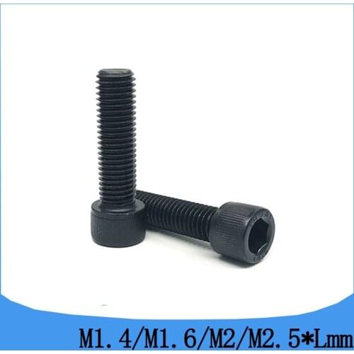 DIN912 M1.4 M1.6 M2 M2.5 Black Grade 12.9 Alloy Steel Hex Socket Head Cap Screw Bolts Metric Thread M*2/3/4/5/6/8/10-50 mm