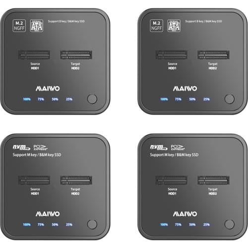 MAIWO K3016S/K3016P USB 3.1 Type C Hard Drive Disk Docking Offline Clone M.2 SSD Station SATA NVME Dual Bay External Dock 2-4TB