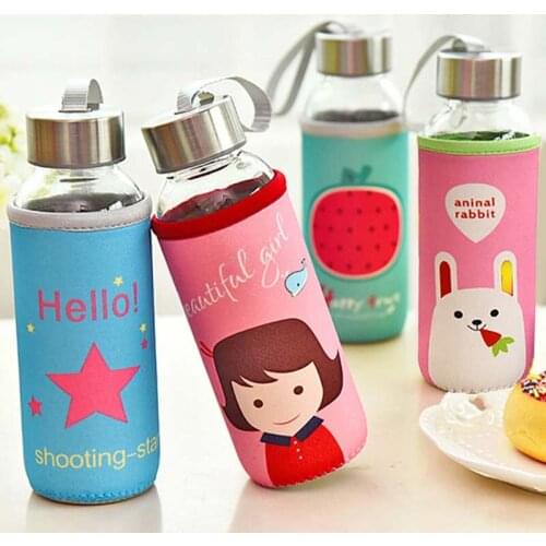Travel drinkware Portable bottle new design of glass water bottle Transparent bottle for water tea glass drinking bottle 300ml