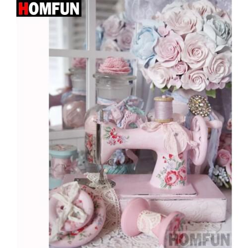 HOMFUN Full Square/Round Drill 5D DIY Diamond Painting "Sewing machine" 3D Diamond Embroidery Cross Stitch Home Decor A18687