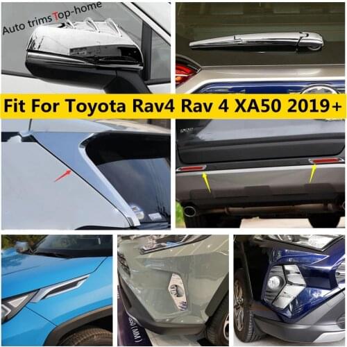 Chrome Exterior Refit Kit For TOYOTA RAV4 RAV 4 XA50 2019 - 2021 Front / Rear Fog Lamps / Rain Wiper / Rearview Mirror Cap Cover