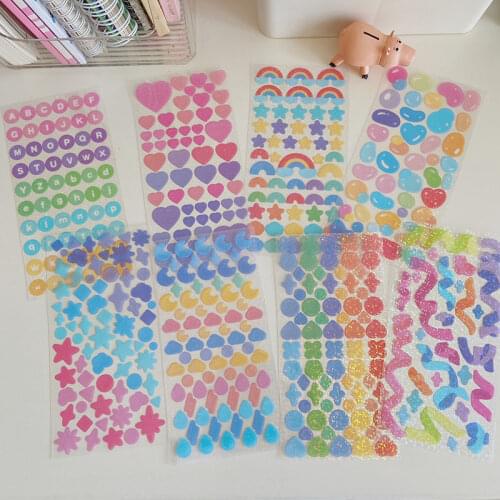 Colorful Ribbon Laser Stickers Creative Cute Hand Account Decoration Journal DIY Diary Album School Supplies Kawaii Stationery