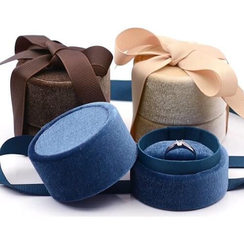 Small Vintage Velvet Ribbon Designer Jewelry Boxes for Wedding Ceremony Photography Elegant Women Girls Gift Organizer Case