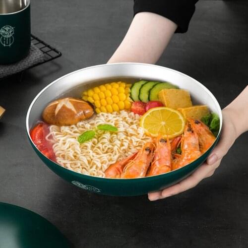 22 / 24 CM Stainless Steel Bowl SUS316 Soup Bowl Heat-Resisting Bowl For Salad Noodles Soup Lunch Box For Home