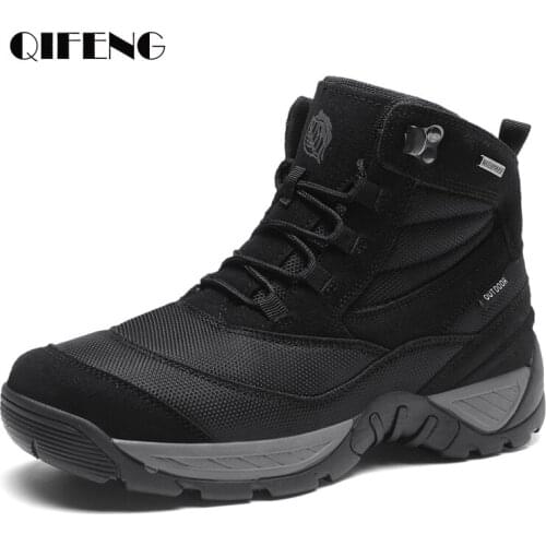 Mens Ankle Boots Casual Winter Outdoor Non-slip High Heel Shoes Warm Lace Up Canvas Boots Safety Shoes Army Botas Hombre Summer