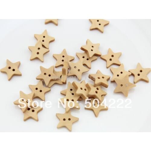 Set of 150pcs Star Wooden Buttons wood ornament 18mm wholesale for scrapbook decor,sewing button display