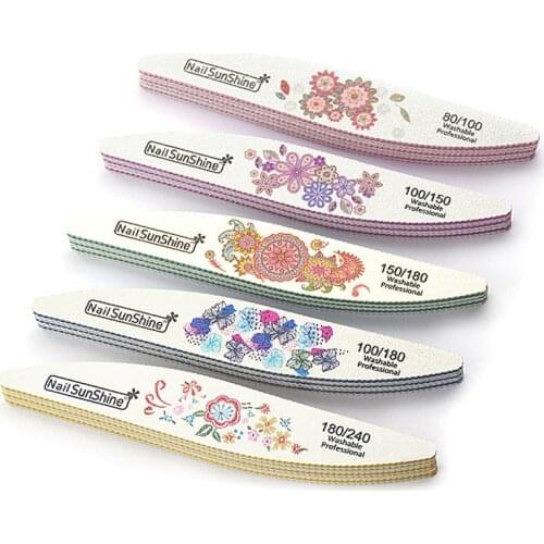 5pcs Nail Files Kit Flowers Nail Buffer 80/100/150/180/240 Manicure Sanding Buffer Block UV Gel Polish Nail Art Pedicure Tools