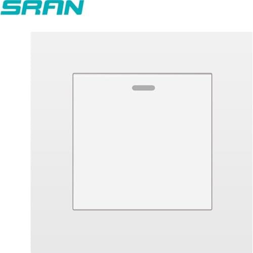 SRAN UK wall light switch,1gang 1/2way 16A 250V flame retardant PC panel white/black/gold/gray/sliver 86mm*86mm rocker switch