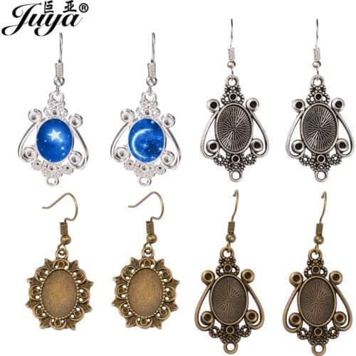 10PCS Zinc Alloy Dangle Earrings Settings Hooks Findings 10x14mm Oval Cabochon Base For DIY Jewelry Making Crafts Accessories