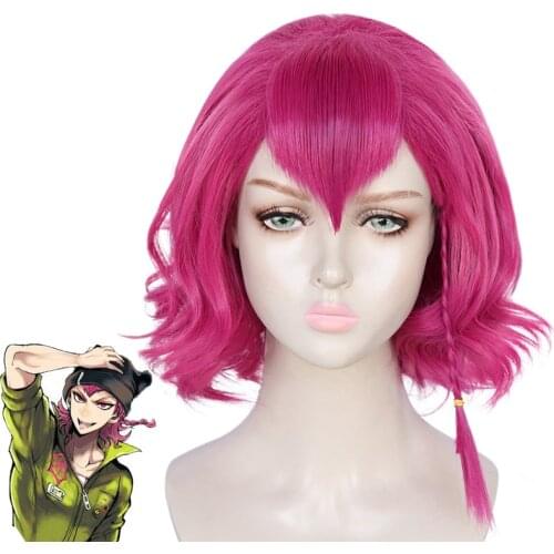 Danganronpa Kazuichi Souda Pink Short Wig Braid Cosplay Costume Dangan Ronpa Heat Resistant Synthetic Hair Men Women Wigs