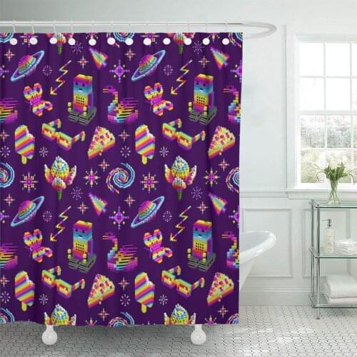 Robot Loved Butterfly Swan Ice Cream Cake Space Rainbow Shower Curtain Waterproof Polyester Fabric 60 x 72 Inches Set with Hooks