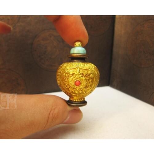 Tibetan Buddhist, Aquarius, gawu box, pendant, exquisite pure copper production, installed the nectar pills, Scripture, relic