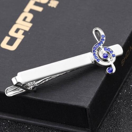 G major tie clip music note blue crystal copper Tie Clips cufflinks set Business Tie Clip High pitch music Necktie party Clips