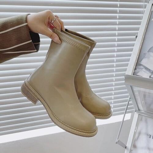 WHNB Shoes Womens Rubber Boots Round Toe Boots-Women Luxury Designer Rain Low Mid-Calf 2021 NEW Rock Mid Calf Autumn Ladies