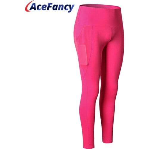 Acefacy Women Yoga Pants Side Pocket Sweatproof Sport Gym Leggings Yoga Tight 62504 Running Pants Women Fitness Leggings