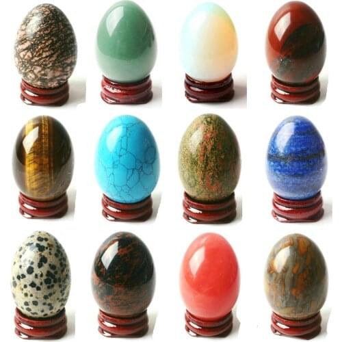 1PC Natural Mix Crystal Egg Shaped Aventurine/Redjasper/Tiger eye Ornament Reiki Healing Craft Home decor