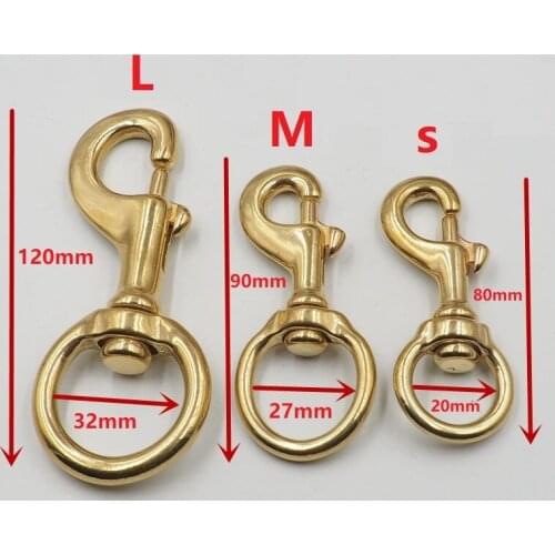 1piece Solid Brass Trigger Swivel Eye Bolt Snap Hook For webbing Leather Craft Bag Strap Belt Hook Clasp Pet Dog Leash Clip