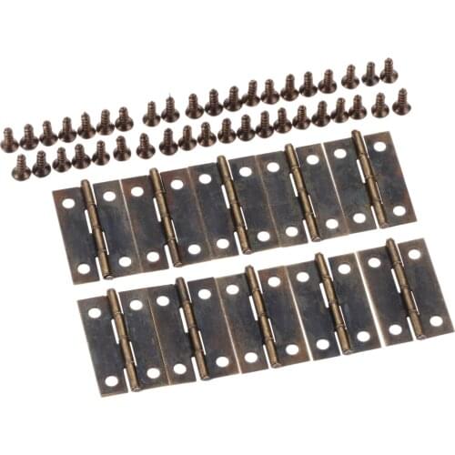 10Pcs 30x18mm Antique Cabinet Drawer Door Butt Hinges 4 Holes Jewelry Boxes Decorative Hinges for Furniture Hardware with Screw