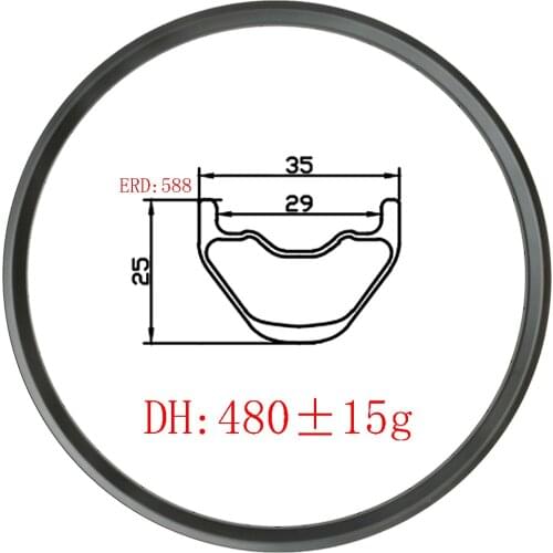 480g 29er MTB XC ENDURO DH 35x25mm Hookless tubeless carbon fiber rims 25mm deep UD 3K matte glossy cross country mountain bike