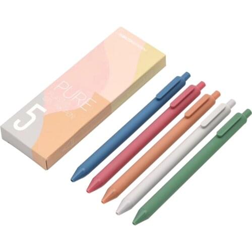 5pcs/box Kaco Retractable Gel Pens Morandi/Rural Color Pens Extra Fine 0.5mm Kawaii Pen for Planner Making Notes