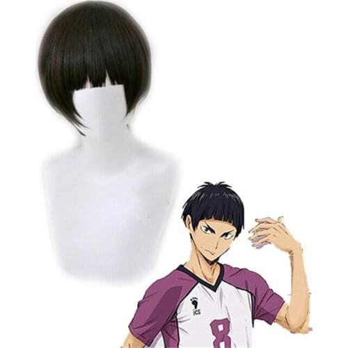 Anime Haikyuu!! Goshiki Tsutomu Cosplay Wig Short Black Heat Resistant Synthetic Hair Halloween party Role Play Wigs