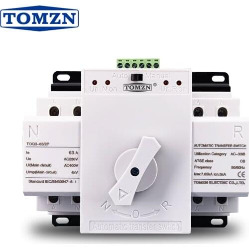 2P 63A 230V MCB type Dual Power Automatic transfer switch ATS