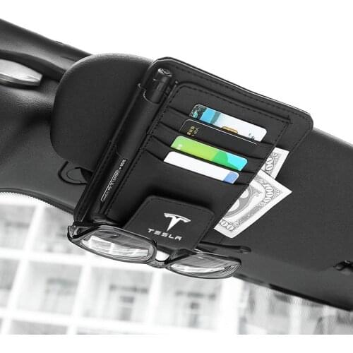 Car Sunshade Storage Bag Sunglass Card Holder Pocket Storage Organizer Sun Visor Box For Tesla Model 3 X S Car Accessories