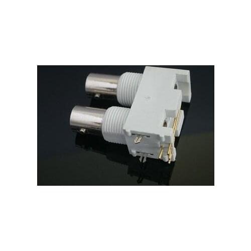 Free shipping 10 pcs White PC Board PCB Mount Right Angle dual BNC Female Connector