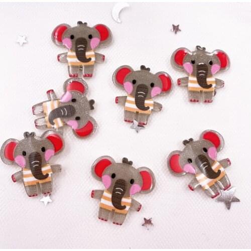 20PCS Glitter Kawaii Colorful Cute Elephant Flatback Planar Acrylic Sheet Miniature Pattern Applique DIY Decor Craft Supplies