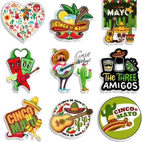 Cinco De Mayo Cartoon Printed Planar Resin Mexican Festival Day Flatback for Phone Case Decorations Accessories 30pcs
