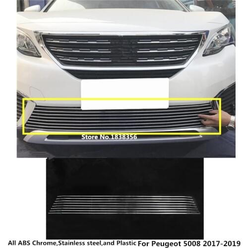 For Peugeot 5008 2017 2018 2019 2020 Detector Car Body License Plate Trim Front Up Racing Grid Grill Grille Hood Panel Frame