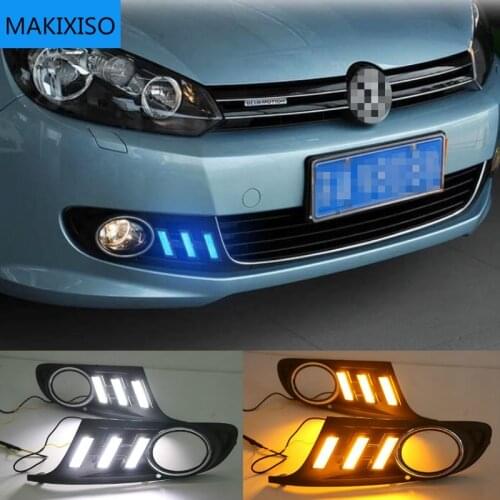 2PCS Daytime Running Light For Volkswagen Golf 6 Golf6 MK6 09-13 LED Indicator Light DRL Bumper Front fog lamp