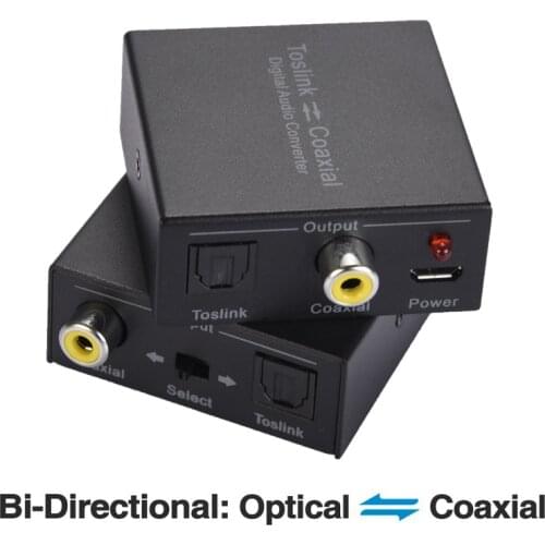 2 Way Optical SPDIF Toslink to Coaxial or Coaxial to Optical SPDIF Toslink Bi-Directional Switch Digital Audio Converter