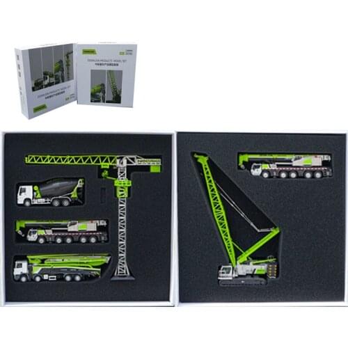 Engineering car gift box set crawler crane tower crane concrete pump truck mixer alloy model diecast metal vehicle toys kids