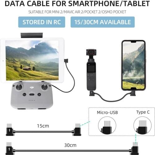 15/30CM Mobile Phone Tablet Data Adapter Cable Type c Android Port For DJI Mini 2/Pocket 2/Mavic Air 2 Convert Cable Accessory