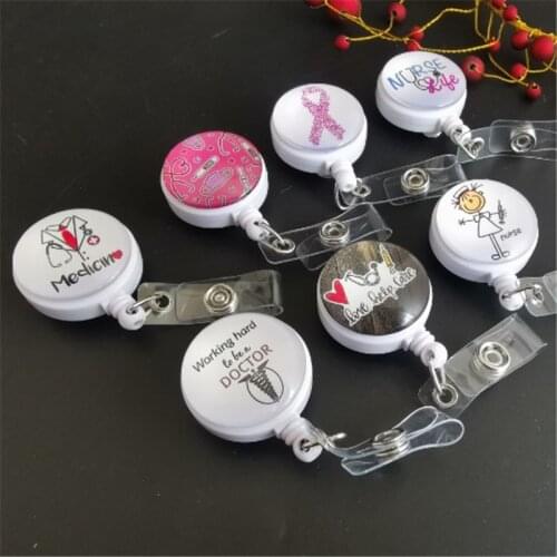 Hot Sales 1 Piece Top Quality Retractable Nurse Badge Reel Clip Cartoon Doctor Students ID Card Badge Holder Name Tag Holder