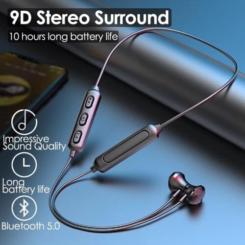 Magnetic Wireless Bluetooth 5.0 Earphones Neckband Stereo Sports Headset Handsfree Earbuds Headphones With Mic For All Phones