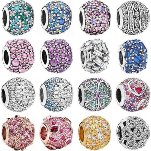 Mosaic Ball Blue & Clear Enchanted Chiselled Elegance Droplet Charm 925 Sterling Silver pandora Beads Fit Bracelet DIY Jewelry