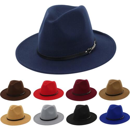Men & Women Vintage Wide Brim Hat With Belt Buckle Adjustable Outbacks Hats Mens Hats Gentleman Hat Winter Elegant Z0126
