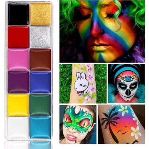 12 Colors Face Body Art Painting Body Paint Oil Painting Tattoo Makeup Cosmetic Bodypainting Halloween Party