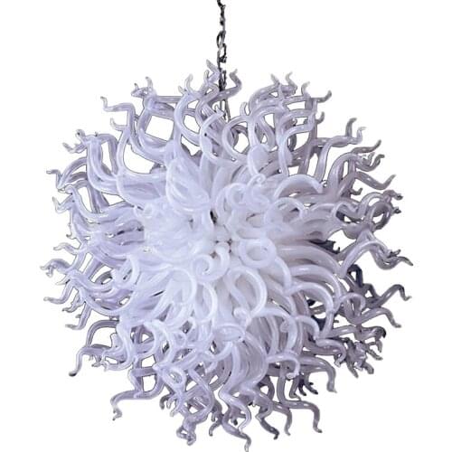 Brand New Decor Round Murano Blown Glass Chandelier 100% Handmade White Colors Elegant Chandeliers